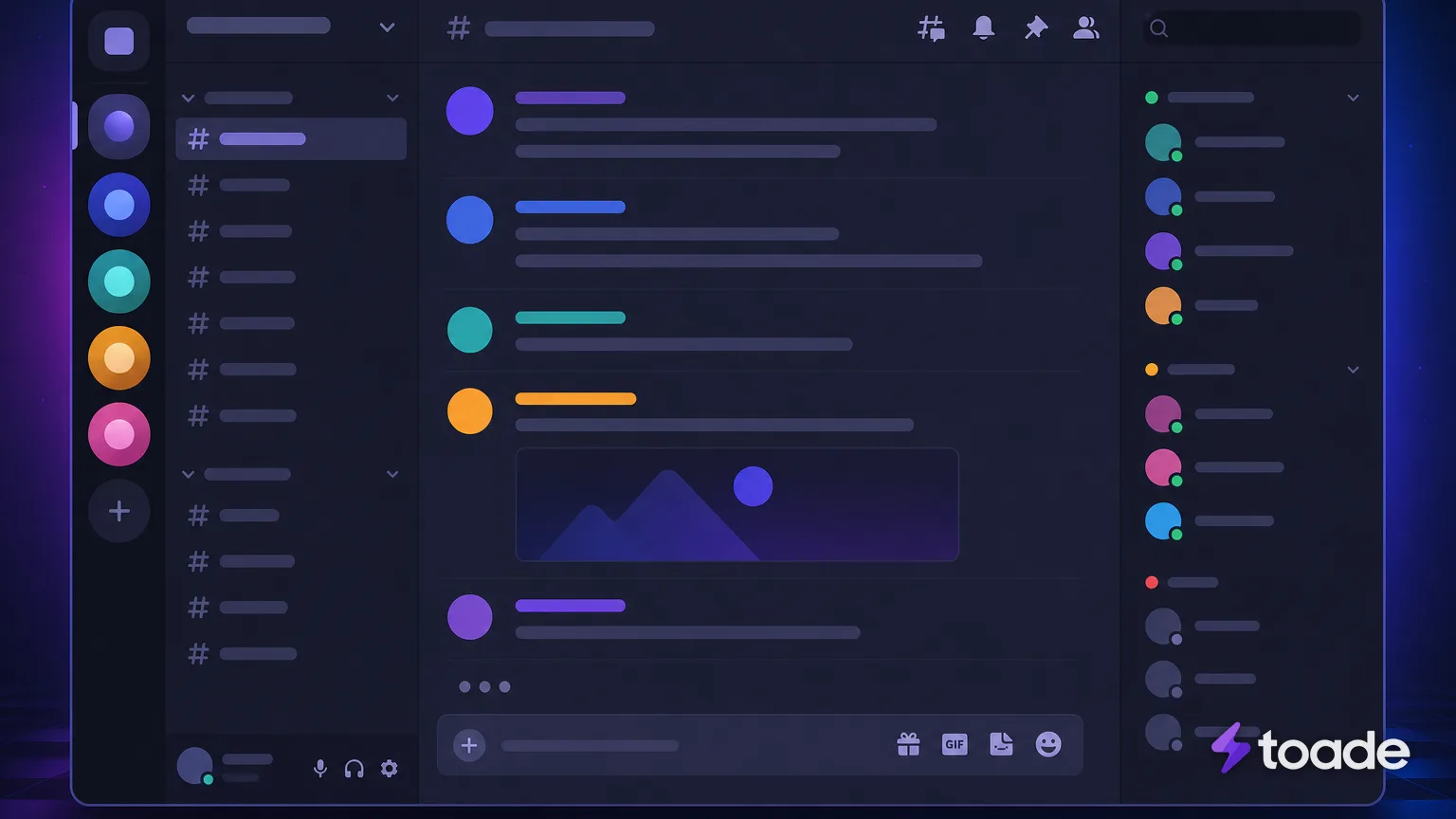 Discord masaüstü arayüzünün genel görünümü
