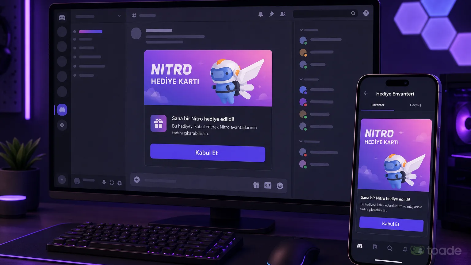 Discord Nitro hediye bağlantısının kabul ekranı