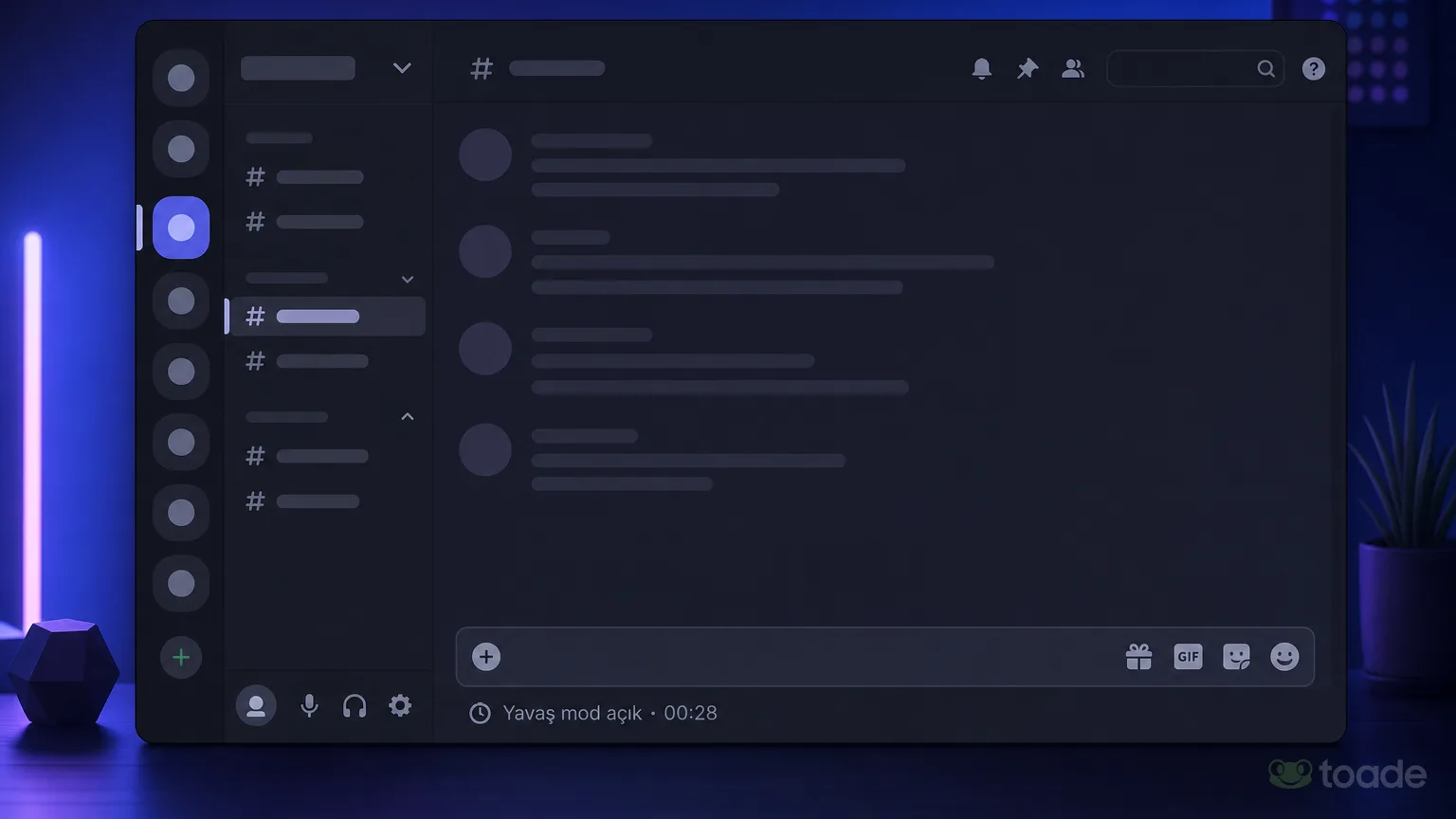 Discord sohbetinde yavaş mod geri sayımı