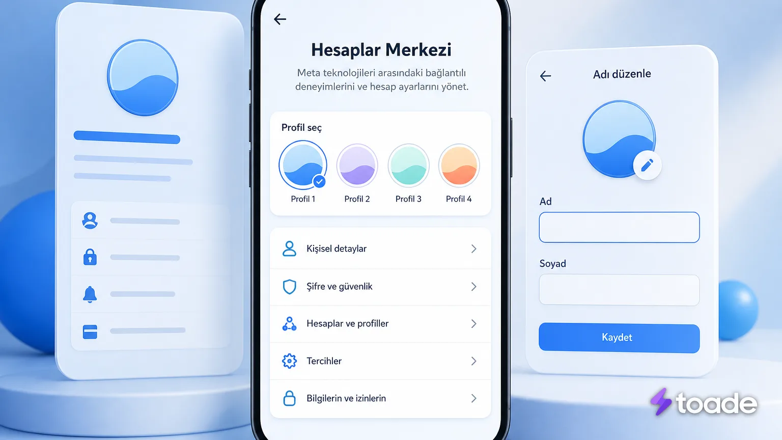 Meta Hesaplar Merkezi profil seçim ekranı
