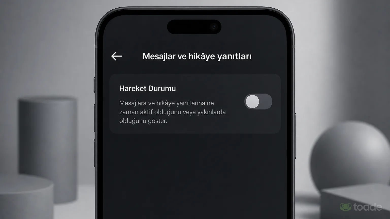 Instagram hareket durumu ayar menüsü