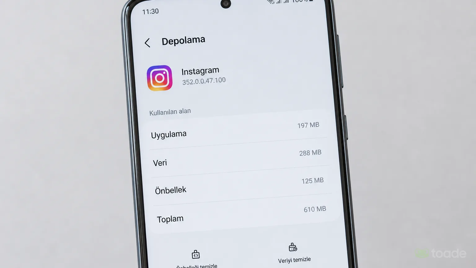 Instagram uygulamasının önbellek ayarları