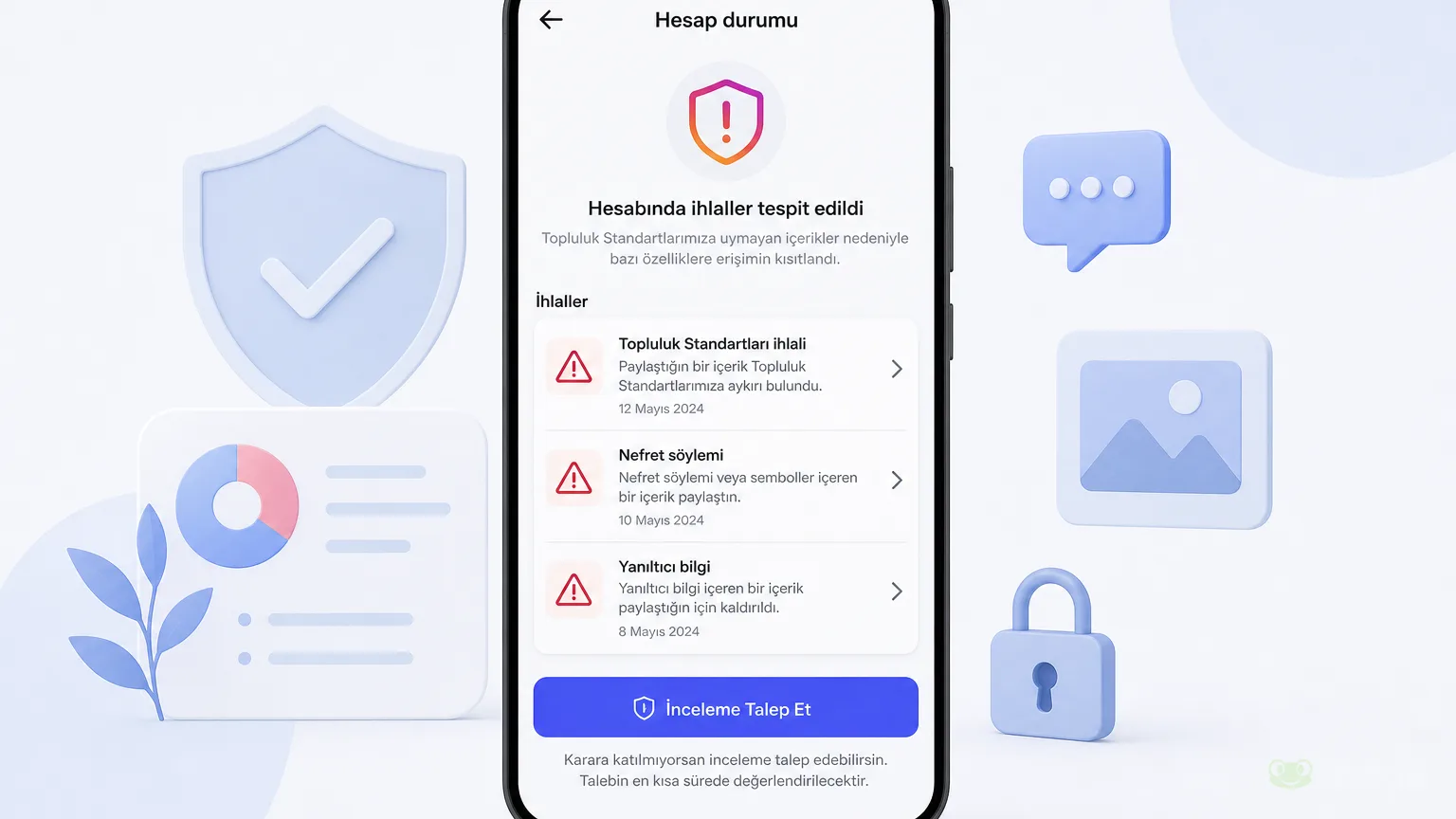 Instagram ihlal bildirimi ve inceleme talebi ekranı