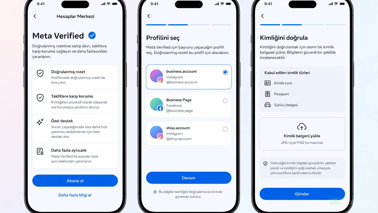 Instagram Hesaplar Merkezi Meta Verified başvuru ekranı