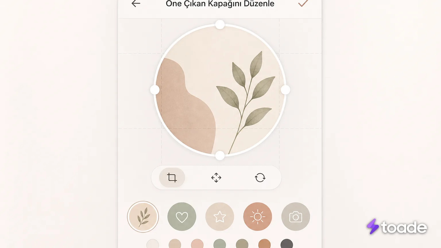 Instagram öne çıkan kapağı düzenleme ekranı