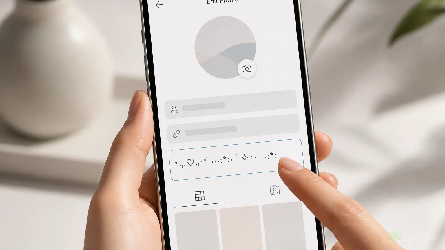 Instagram biyografisine şekilli metin yapıştırma ekranı