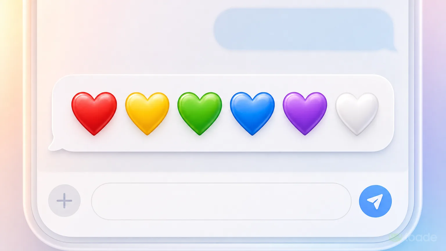 Mesajlaşma ekranında farklı renklerde kalp emojileri