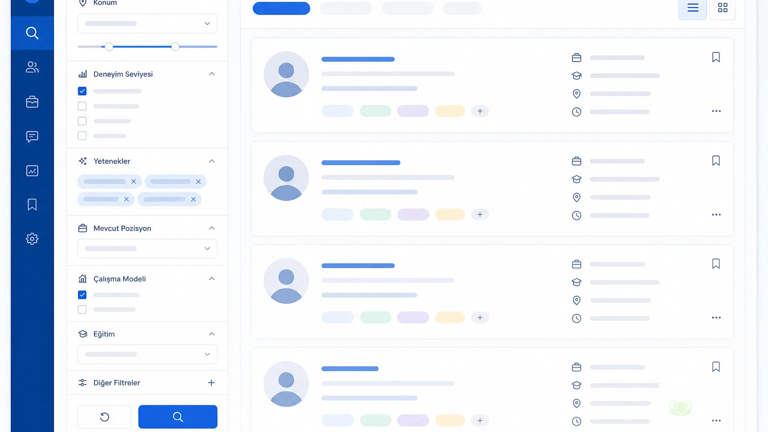 LinkedIn Recruiter aday arama ve filtreleme paneli
