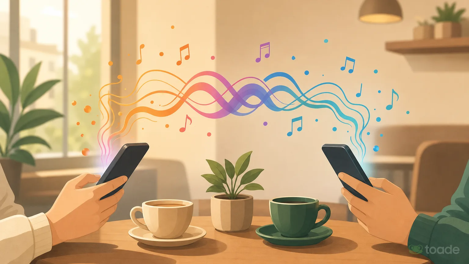 İki kişinin müzik zevkini birleştiren Spotify Blend illüstrasyonu