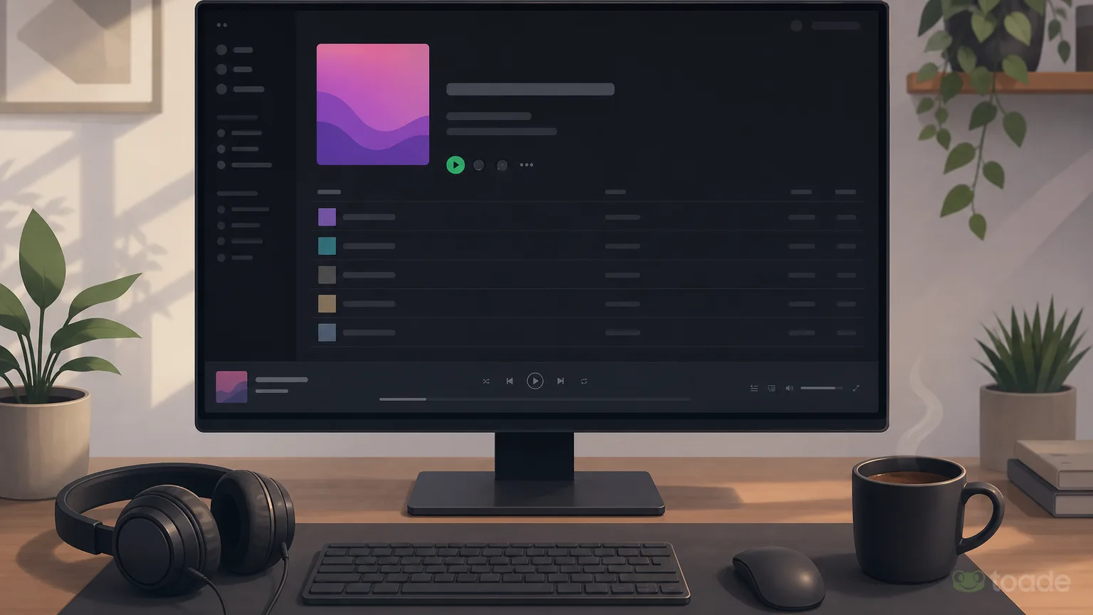Spotify çalma listesi ekranı açık bilgisayar