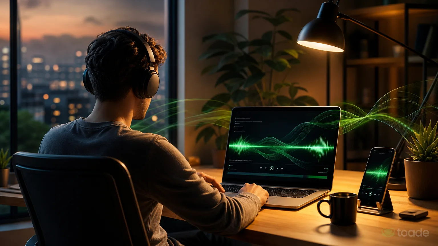 Spotify kuyruk yönetimini gösteren çalışma masası görseli