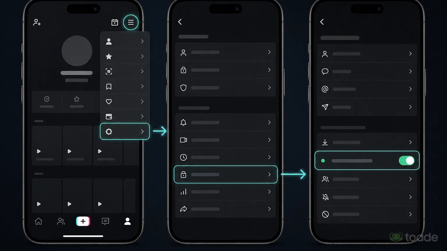 TikTok Aktivite Durumu ayarına ulaşma ekranı