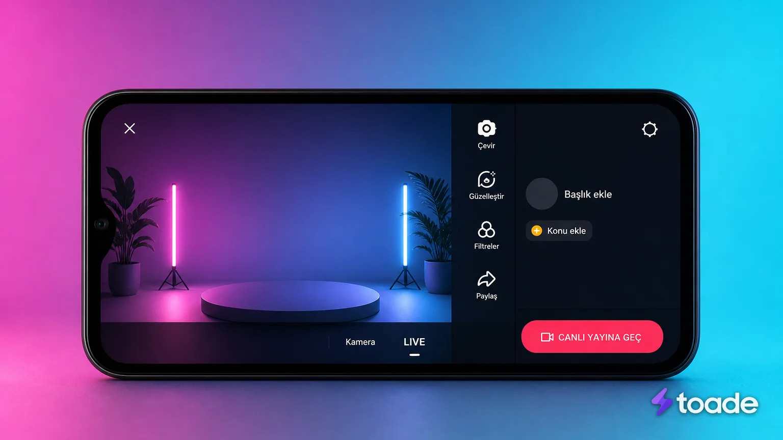 TikTok mobil uygulamasında LIVE yayın ekranı