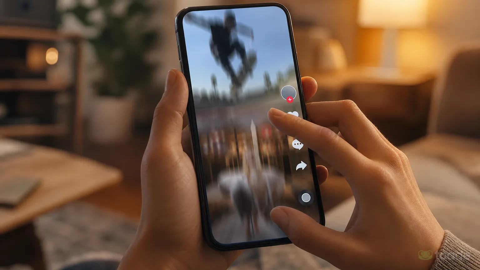 Akıllı telefonda dikey video akışını inceleyen kullanıcı