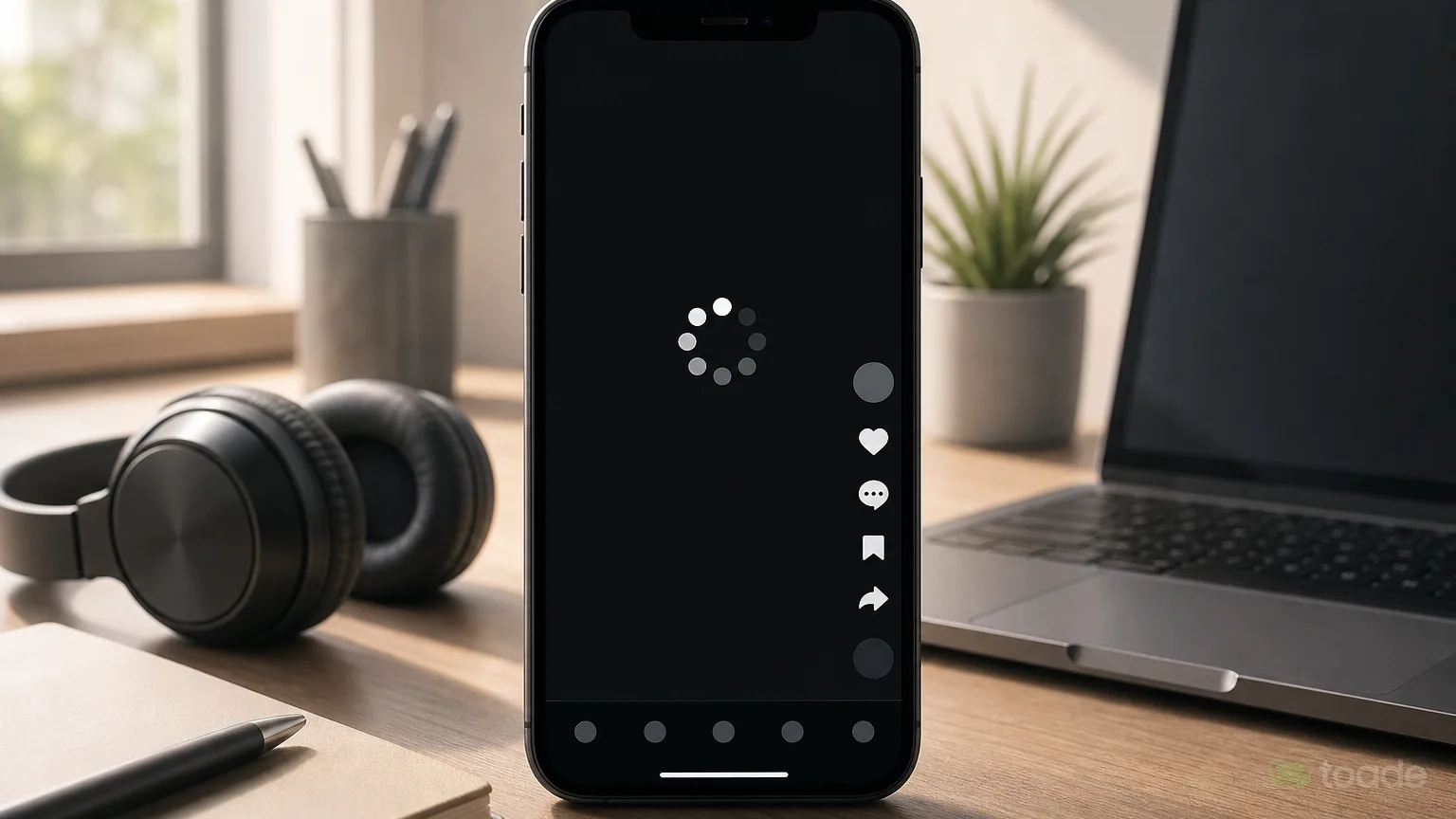 TikTok video y&uuml;kleme ekranında takılan akıllı telefon