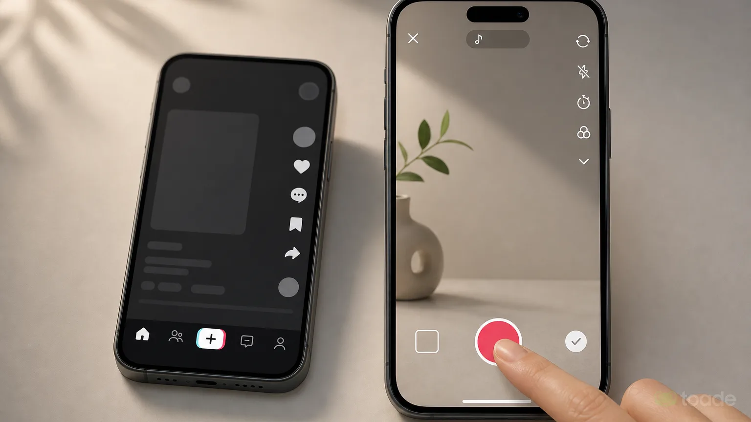 TikTok uygulamasında video çekme ekranı