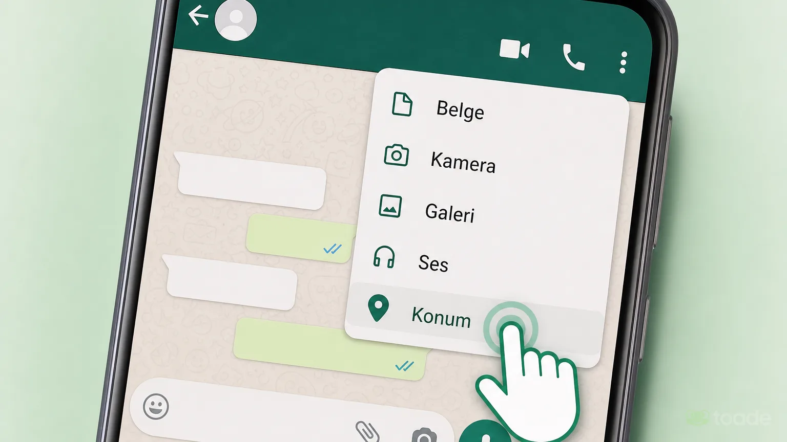 Android telefonda WhatsApp konum seçeneği