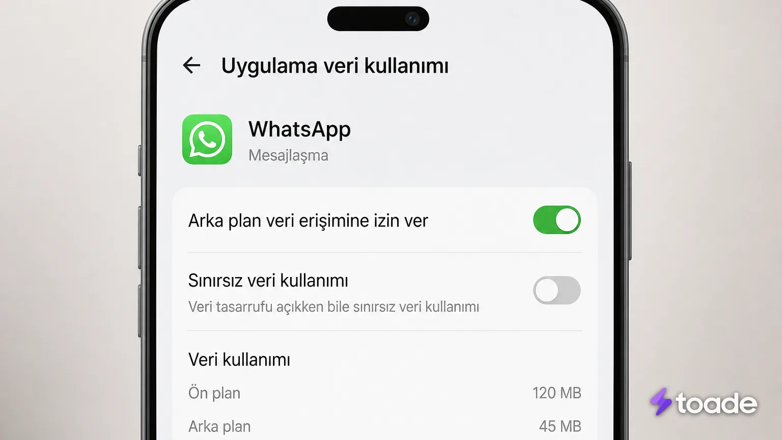 Telefonda WhatsApp arka plan veri ayarları