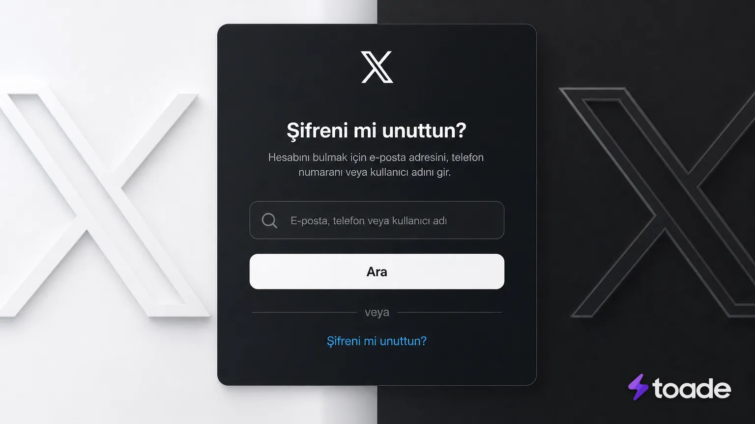 X şifre kurtarma ekranı