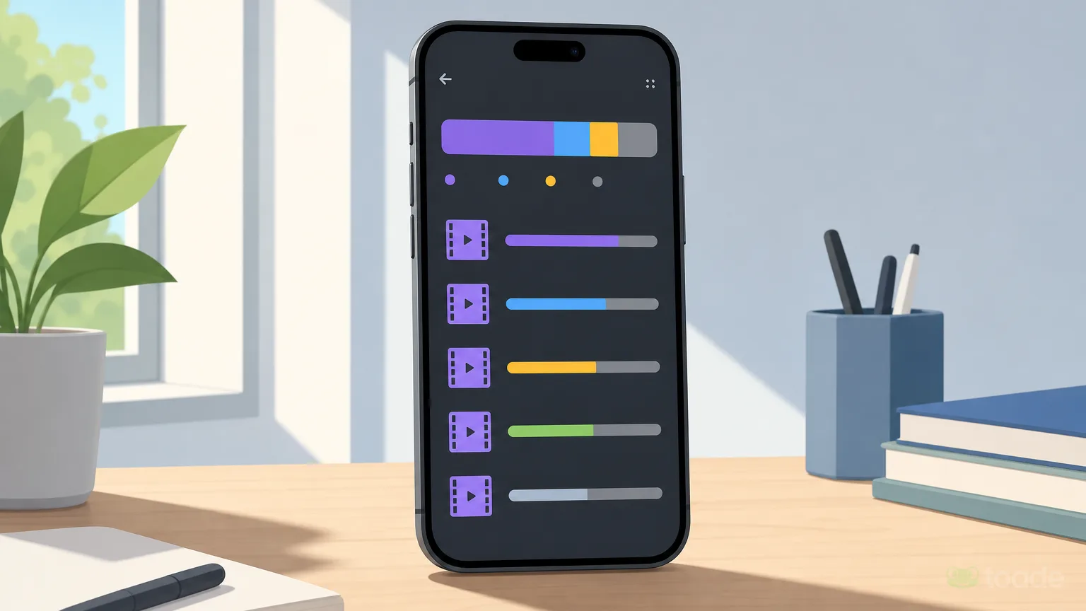 Telefon depolama ayarları ve video uygulaması simgeleri