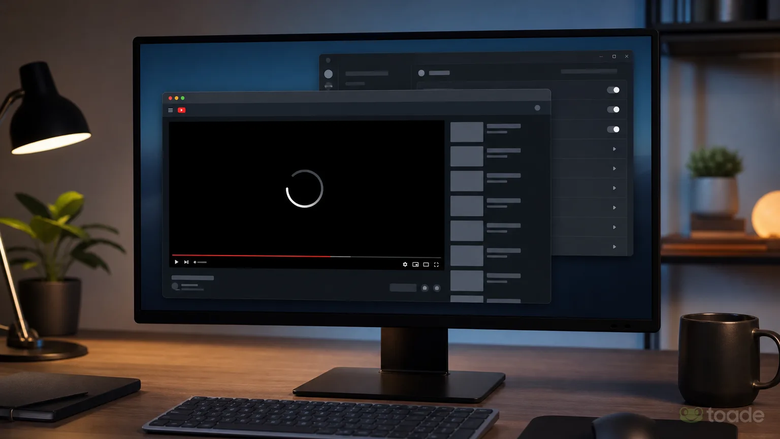 Masaüstünde YouTube oynatıcısında yükleme simgesi