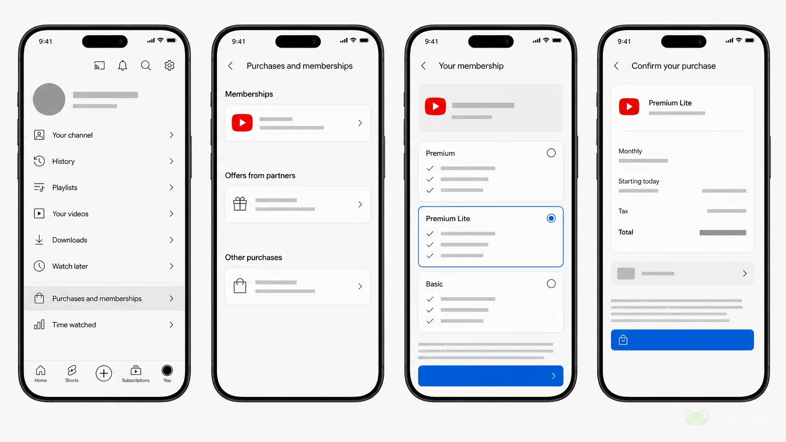 YouTube hesap ayarlarında Lite üyelik adımları